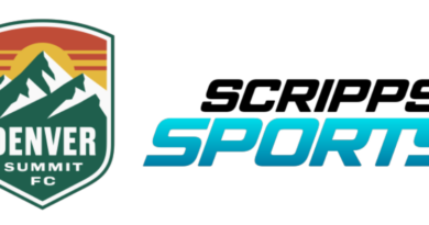 Logos of Denver Summit FC and Scripps Sports displayed side by side.